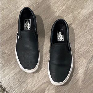 BLACK LEATHER SLIP ON VANS